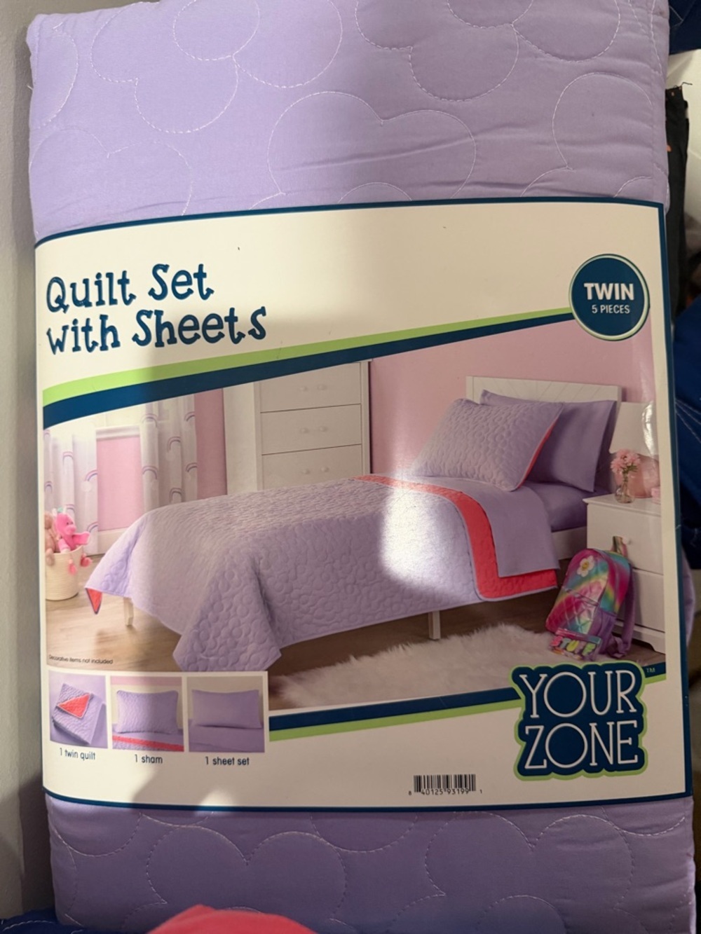 Twin Quilt Set with Sheets - Lavender